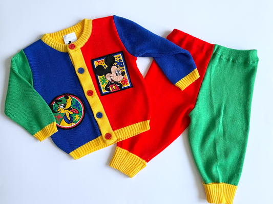 Vintage Mickey & Pluto Colour Block Knit Set 12m